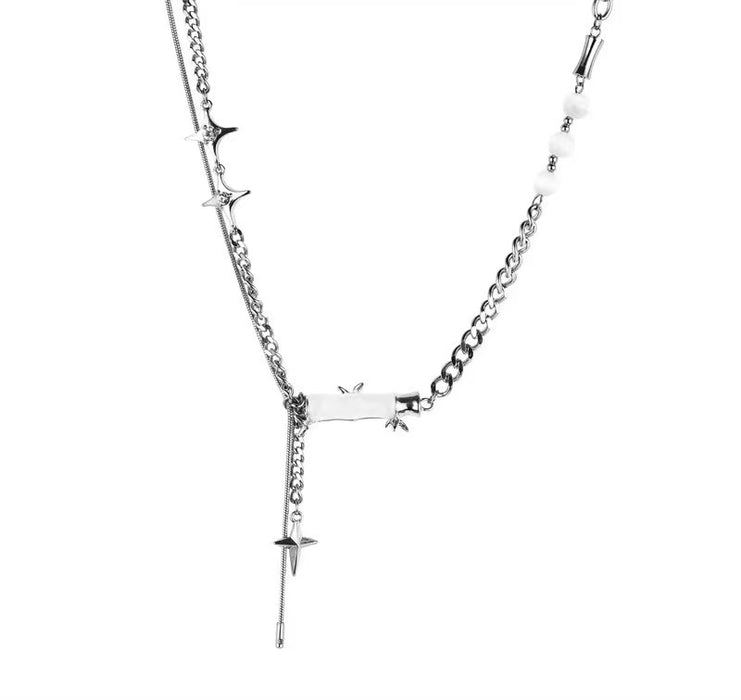 Wholesale Necklace Titanium Steel White Bamboo Splicing Opal JDC-NE-GM010