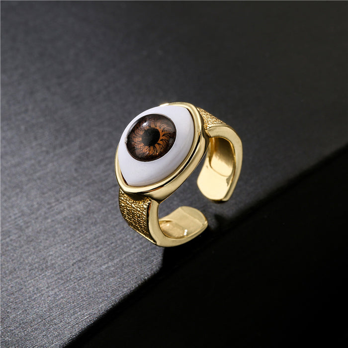Wholesale Rings Copper 18K Gold Plated Devil's Eye Adjustable JDC-RS-PREMAG003