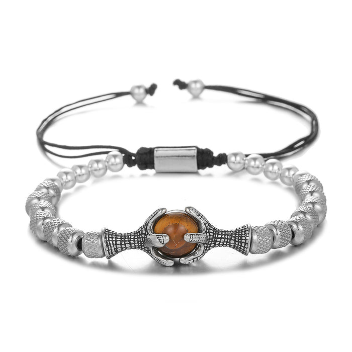 Bracelet en gros en acier inoxydable bracelet Tiger Eye Stone naturel JDC-BT-ZHUJ013