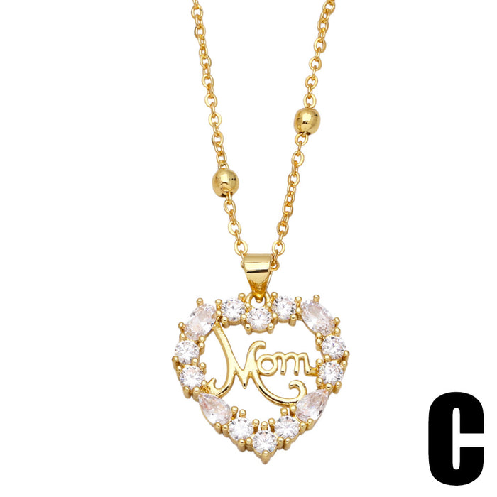 Jewelry WholesaleWholesale heart shape love five-pointed star diamonds Mother's Day necklace JDC-NE-AOS008 Necklaces 翱昇 %variant_option1% %variant_option2% %variant_option3%  Factory Price JoyasDeChina Joyas De China