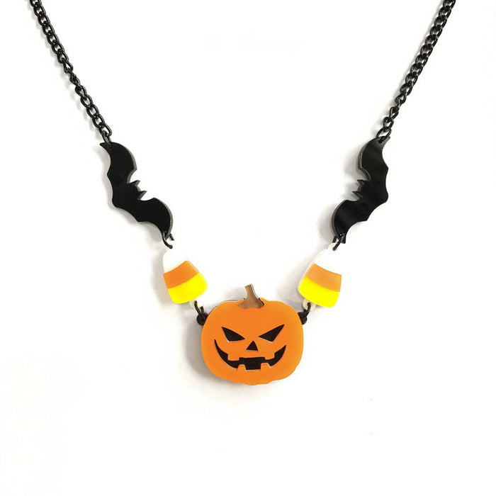 Wholesale Necklaces Plastic Resin Halloween Bat Pumpkin JDC-NE-XUEP004