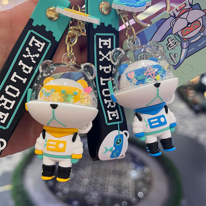 Wholesale Keychains PVC Hardware Cute Cartoon Bear Astronaut (M) JDC-KC-MiaoY017