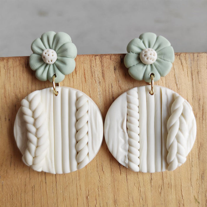 Wholesale Women's Earrings Handmade Soft Pottery Flower Earrings  MOQ≥3 JDC-ES-heyi015