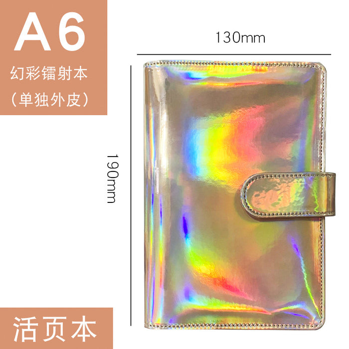 Wholesale notebook imitation leather laser macaron loose leaf a6 MOQ≥2 JDC-NK-lingl004