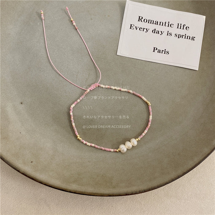 Wholesale Bracelet Alloy Rice Beads Stone Beaded Pearls Adjustable JDC-BT-LFM002