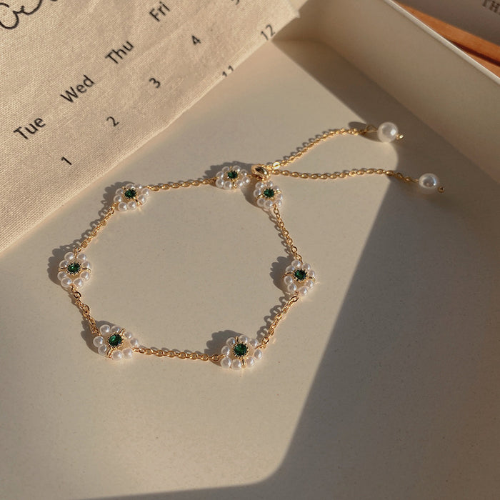 Wholesale Bracelet Copper Vintage Pearl Flower Stitching JDC-BT-SW001