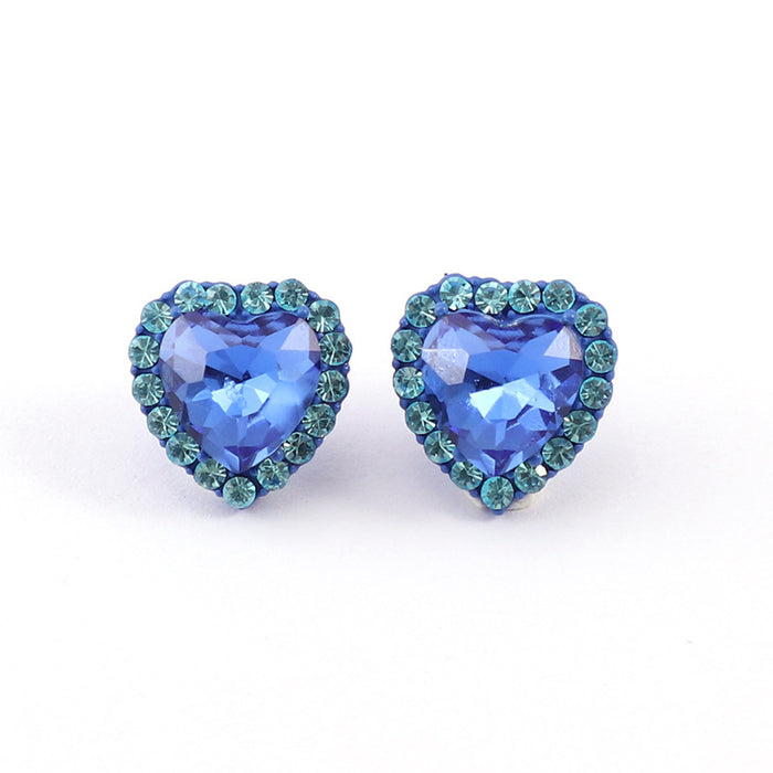 Wholesale Alloy Rainbow Color Heart Diamond Earrings JDC-ES-KenJ017