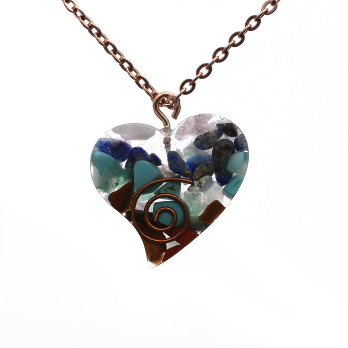 Wholesale Chakra Love Water Drop Pentagram Stainless Steel Chain Stone Necklace MOQ≥2 JDC-NE-ChanX007