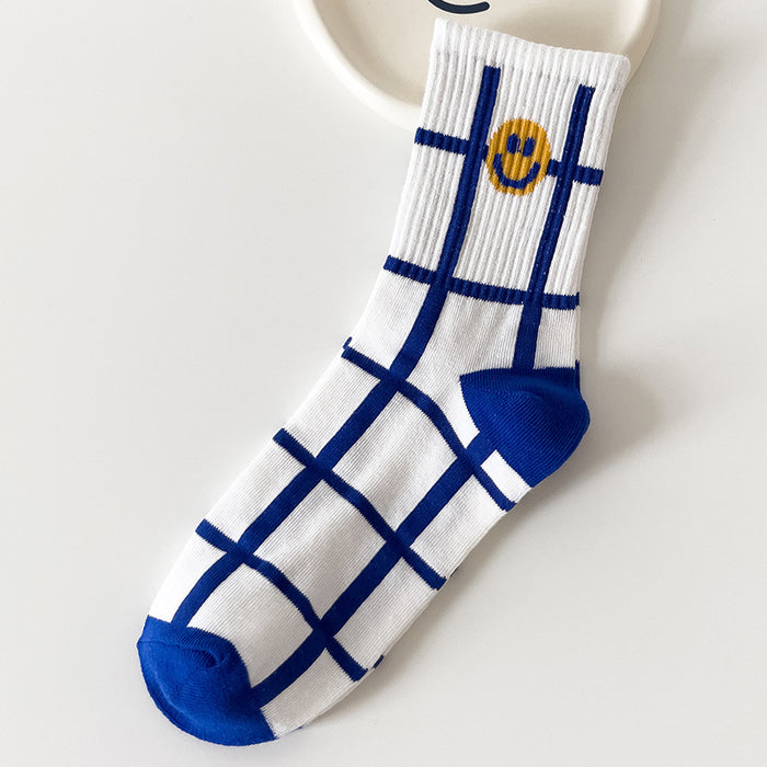 Calcetines al por mayor algodón que absorbe calcetines azules y blancos MOQ≥2 JDC-SK-CYU019