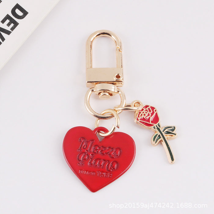 Wholesale Keychains Alloy Heart Rose Couple MOQ≥2 JDC-KC-YiHan036