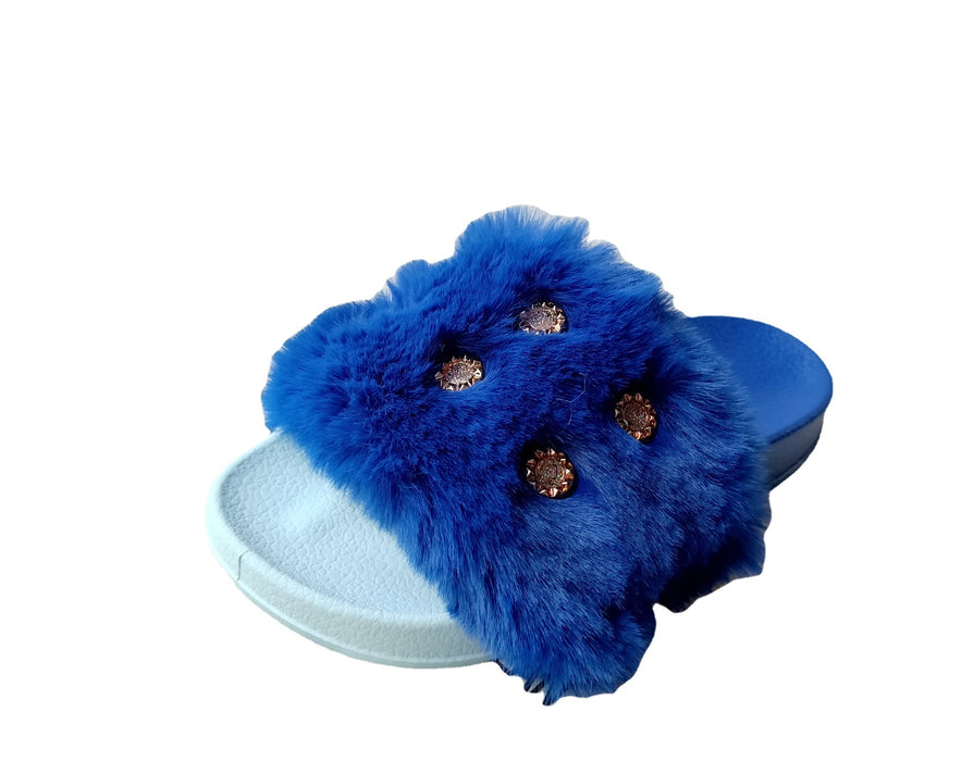 Wholesale Summer Fashion Color Fox Fur Flat Slippers Women JDC-SP-NED001