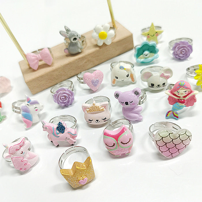 Wholesale Ring Cartoon Kids Alloy Resin Ring Adjustable MOQ≥100 JDC-RS-NanD006