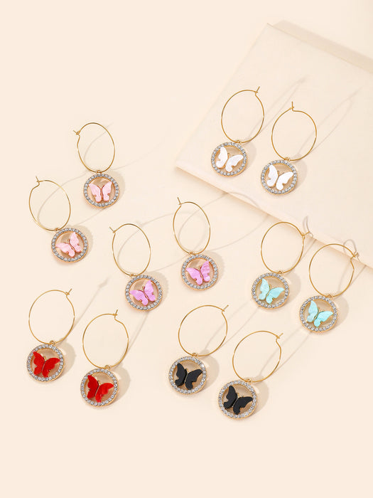Wholesale Earrings Alloy Diamond Butterfly Earrings MOQ≥3 JDC-ES-LINER002