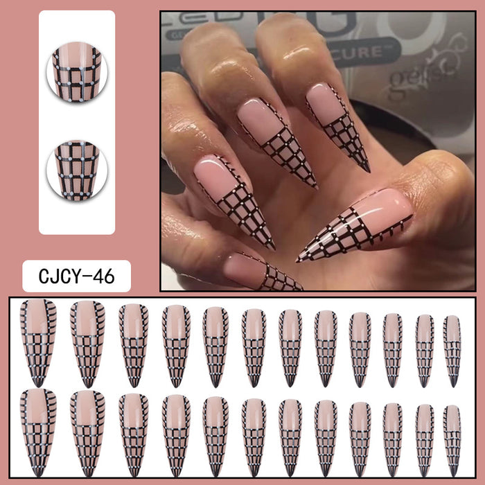 Wholesale Checkerboard Glitter Nail Stickers JDC-NS-SHao004