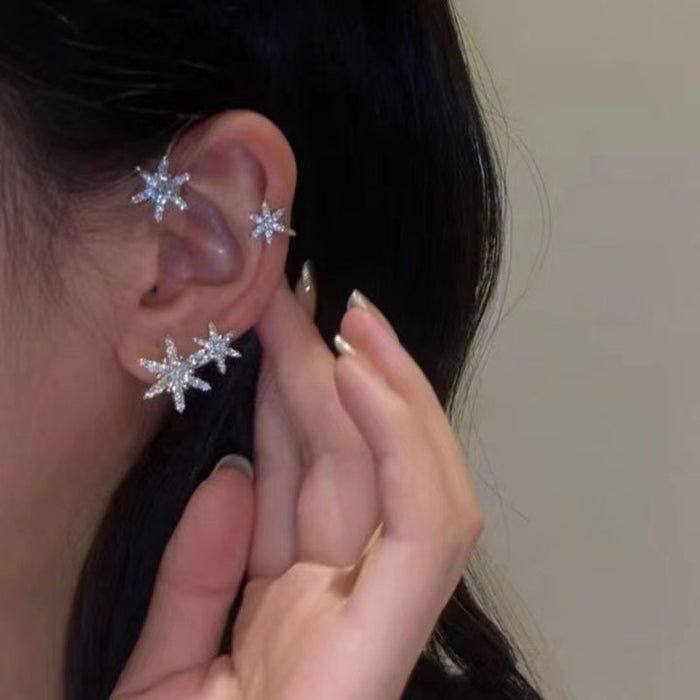 Jewelry WholesaleWholesale silver diamond-encrusted snowflake alloy earhooks JDC-ES-ChiH007 Earrings 池豪 %variant_option1% %variant_option2% %variant_option3%  Factory Price JoyasDeChina Joyas De China
