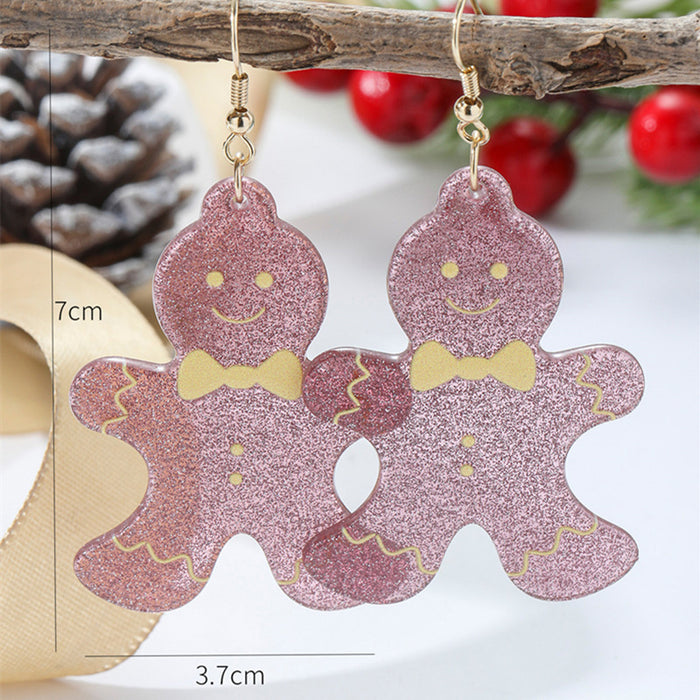 Wholesale Earrings Acrylic Christmas Cute Gingerbread Man JDC-ES-ABL007