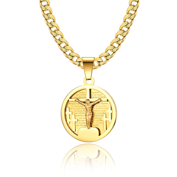 Wholesale Exaggerated Cross Medal Cuban Necklace JDC-NE-QianF008