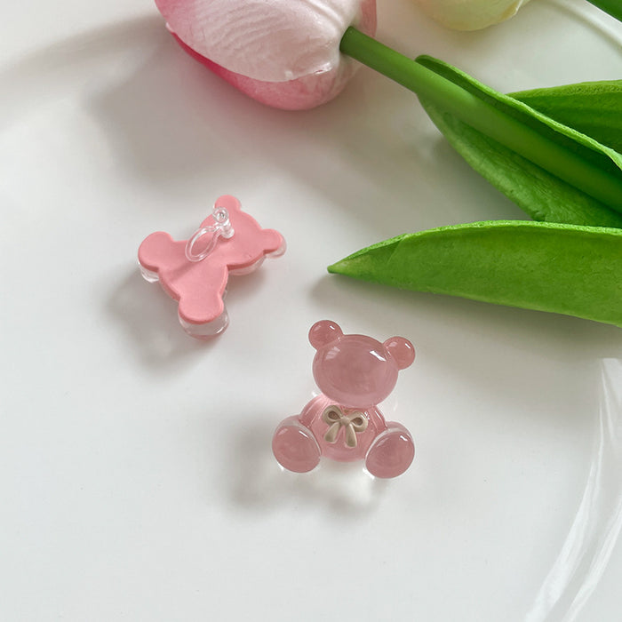 Wholesale Earrings Resin Cartoon Bear Transparent Stud Earrings JDC-ES-Tql008