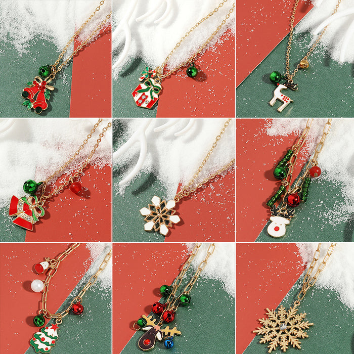 Wholesale Necklace Alloy Enamel Christmas Snowman Bells JDC-NE-D388