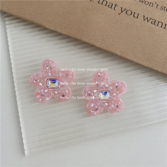 Wholesale acrylic rhinestone flower earrings JDC-ES-Lfm020