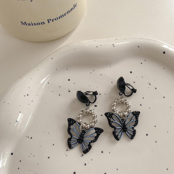 Wholesale Earrings Alloy Black Butterfly Stud Earrings JDC-ES-Tql002