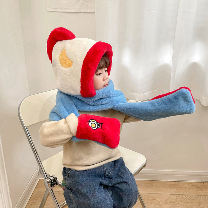 Wholesale Scarf Polyester Thickening Fabric Kids Hats Gloves Scarf Three Uses Autumn Winter Warm JDC-SF-Lewan002
