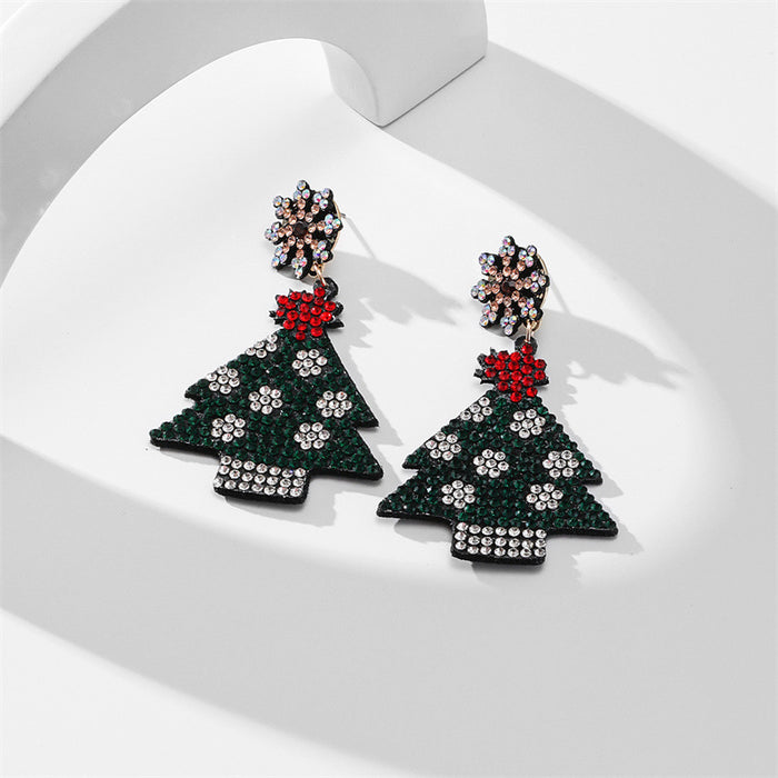 Wholesale Earring Alloy Christmas Tree Santa Claus Diamond Earrings JDC-ES-GuTe031