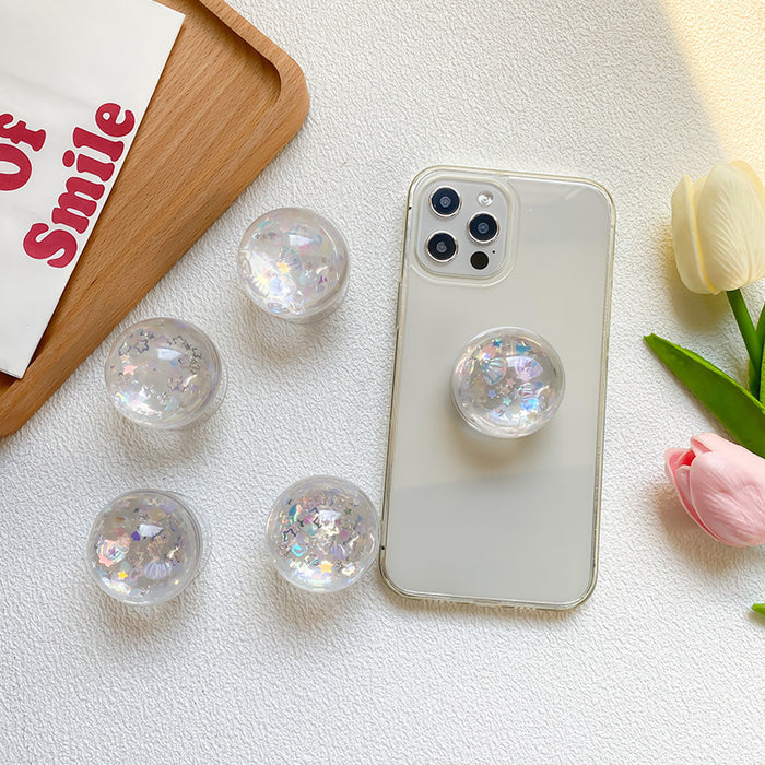 Wholesale Transparent Love Sequins Crystal Ball Shell Cell Phone Airbag Holder JDC-PS-BaiY040
