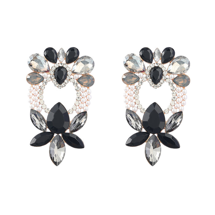 Ensemble de diamants en alliage en gros, boucles d'oreilles florales en perles jdc-es-jl992