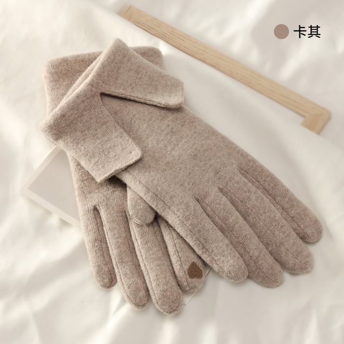 Wholesale Gloves Cashmere Plus Fleece Thickened Touch Screen Gloves Flanging Wrist MOQ≥2 JDC-GS-GuD004