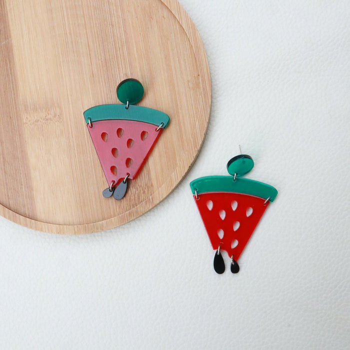 Wholesale Acrylic Watermelon Earrings Fruit Funny MOQ≥2 JDC-ES-MOSHU008