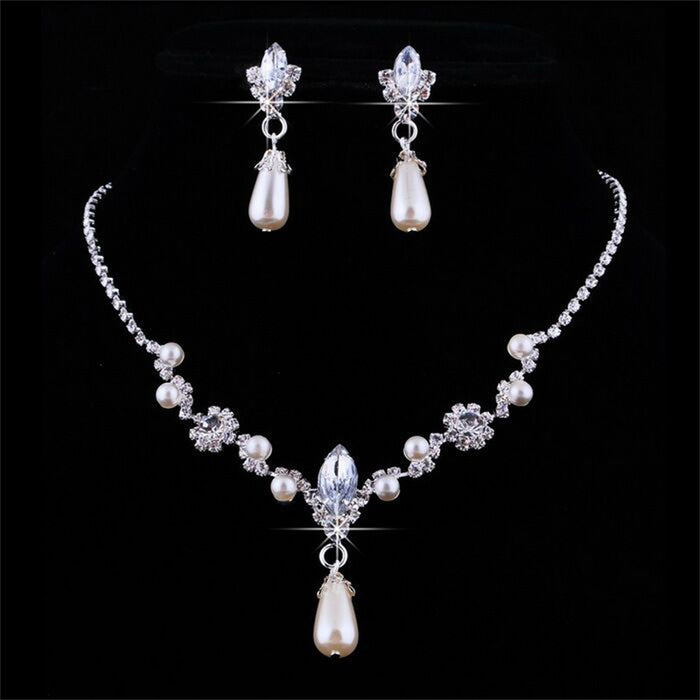 Wholesale temperament women pearl necklace earrings set JDC-NE-YinH030