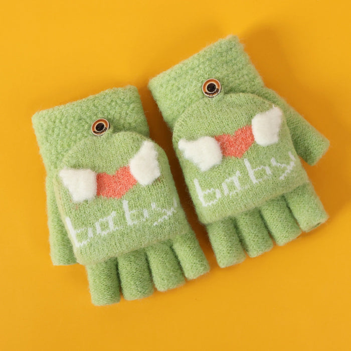 Wholesale Gloves Plush Warm Cute Flip Half Finger Knitted Touch Screen JDC-GS-RH025
