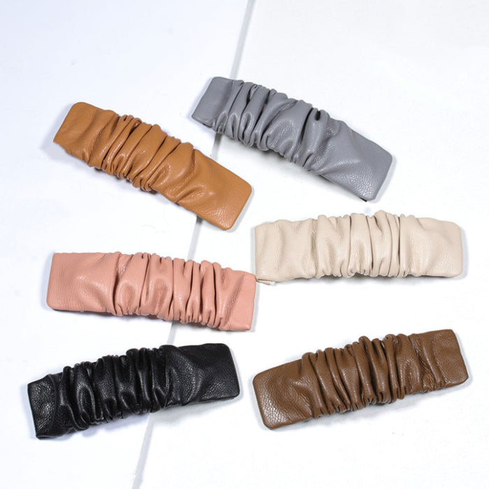 Wholesale Hair Clips PU leather with minimalist bangs clip pleats JDC-HC-Yizhong004