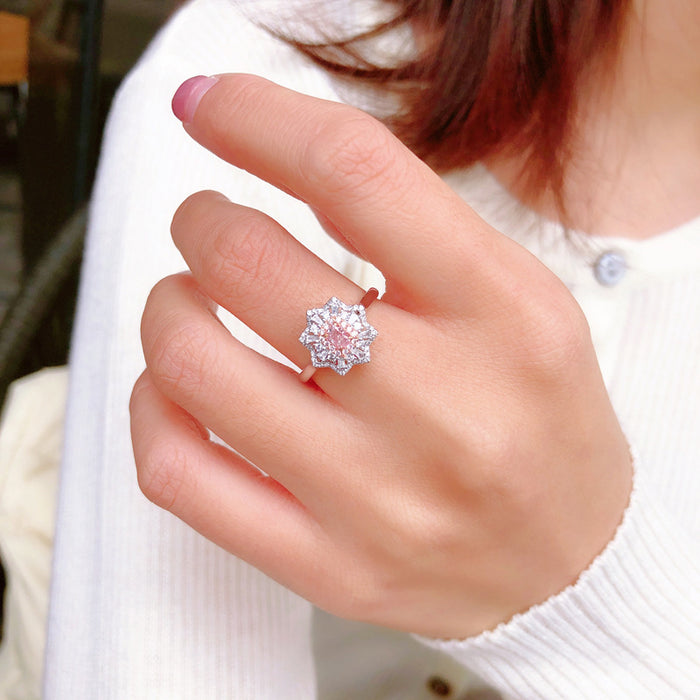 Wholesale Zircon Pink Diamond Copper Ring JDC-RS-BJL009