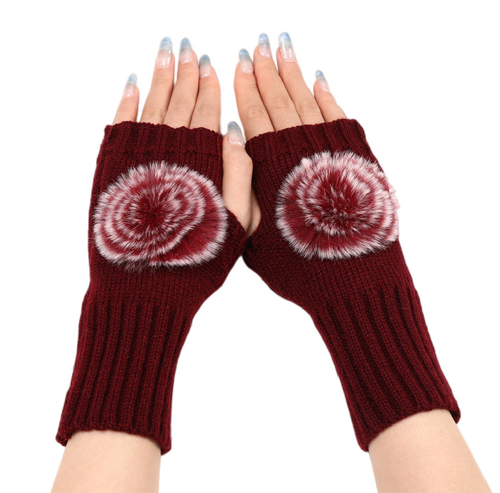 Wholesale Gloves Acrylic Ball Half Knitted MOQ≥2 JDC-GS-HonH006