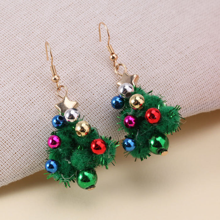 Wholesale Earrings Christmas Geometric Crystal Christmas Wreath Bows MOQ≥5 JDC-ES-BinL005