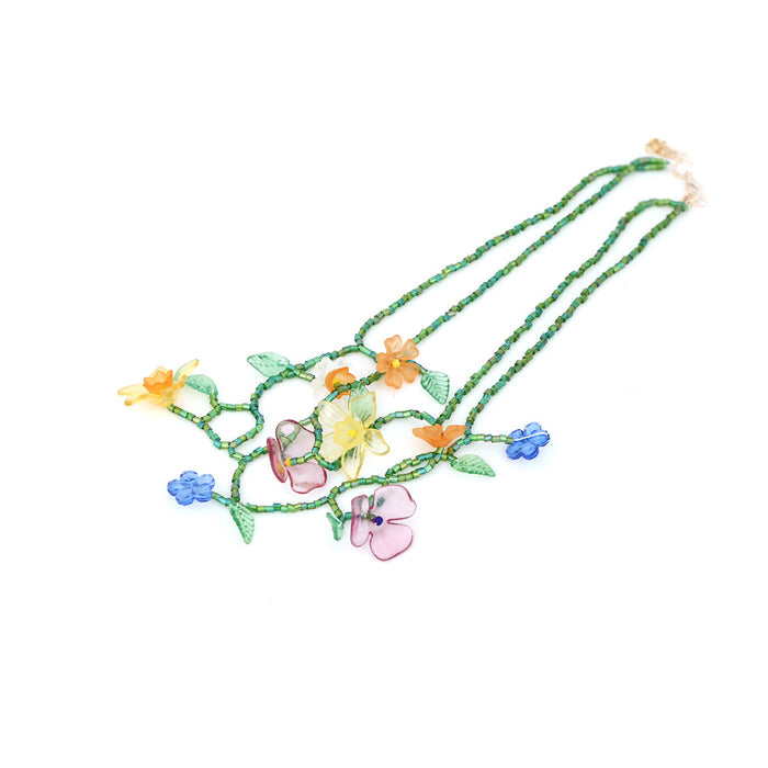 Wholesale Beaded Flower Necklace Personality Holiday Style Multilayer Handwoven JDC-NE-MY007