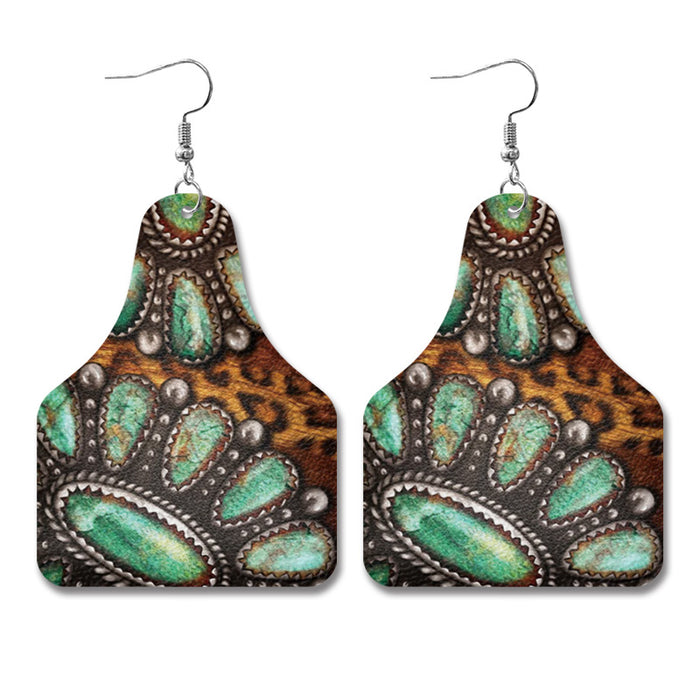 Wholesale earrings leather geometric boho style 2 pairs JDC-ES-qunyi013