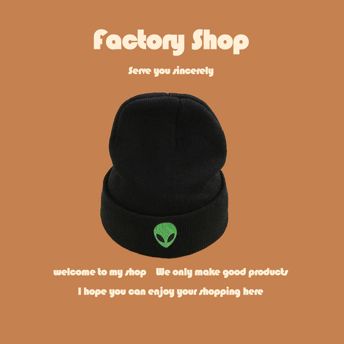 Wholesale Hat Acrylic Winter Outdoor Embroidery Alien Warm Knit Hat MOQ≥2 JDC-FH-TangQ005