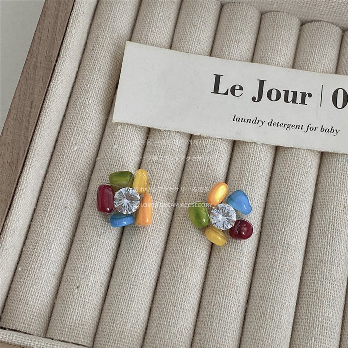 Wholesale Rainbow Color Beaded Highlight Imitation Pearl Jewelry Set JDC-ES-Lfm012