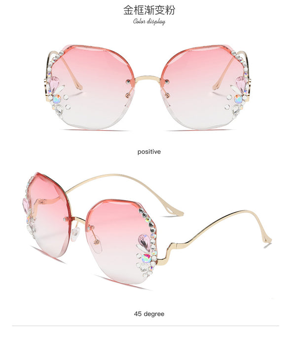 Wholesale Rimless Cut Edge Diamond Sunglasses JDC-SG-ZhanH002