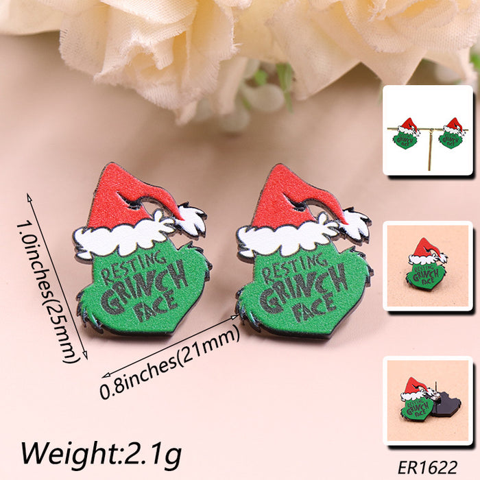 Wholesale Earrings Acrylic Christmas Cartoon Stud Earrings MOQ≥5 JDC-ES-XYan001