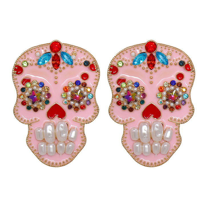 Wholesale Earrings Alloy Halloween Skull Diamond Ear Studs JDC-ES-JJ254