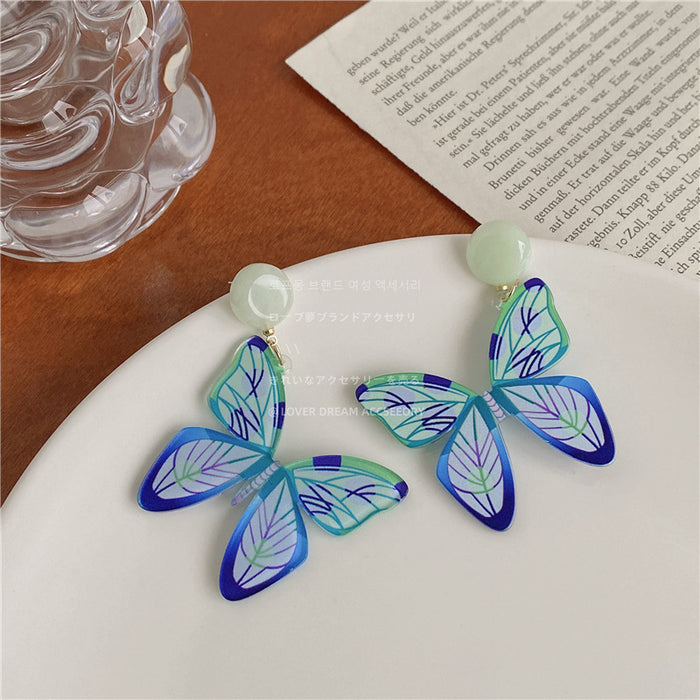 Wholesale Colorful Painted Resin Acrylic Butterfly Earrings JDC-ES-Lfm016