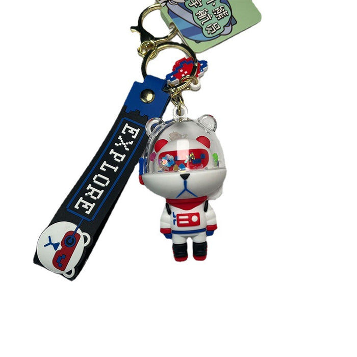 Wholesale Keychains PVC Hardware Cute Cartoon Bear Astronaut (M) JDC-KC-MiaoY017