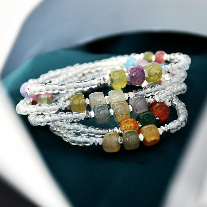 Brazalete al por mayor color plateado roto Beads de piedra jdc-bt-youf007