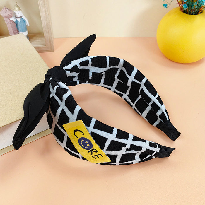 Wholesale cloth smiley sticker bow headband JDC-HD-O118