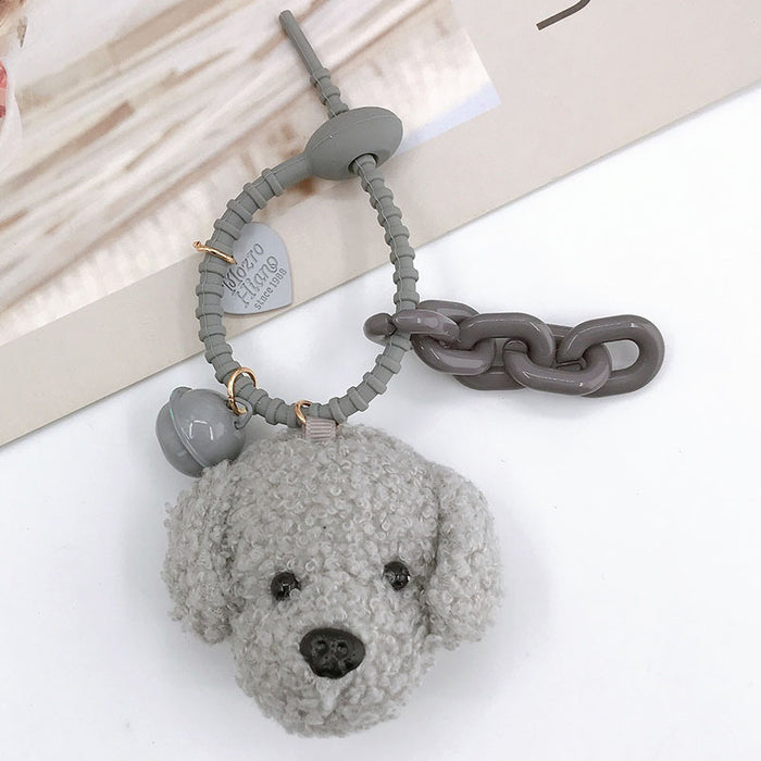 Wholesale woolen teddy dog pendant keychain lanyard JDC-KC-GeL003