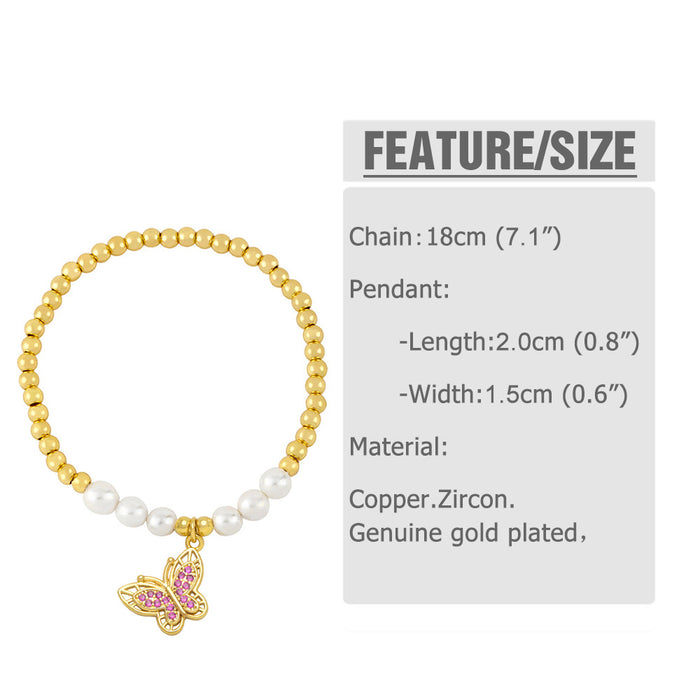 Wholesale Bracelet Copper Plated 18K Gold Butterfly Beads JDC-PREMAS-BT-012